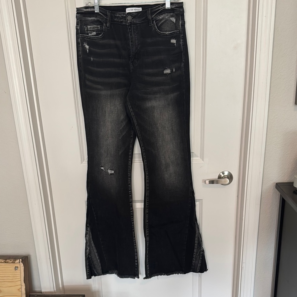 Flying Monkey Black Flare Wide Leg Jeans